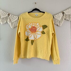 Sundance Cotton Floral Yellow Knit‎ Sweater